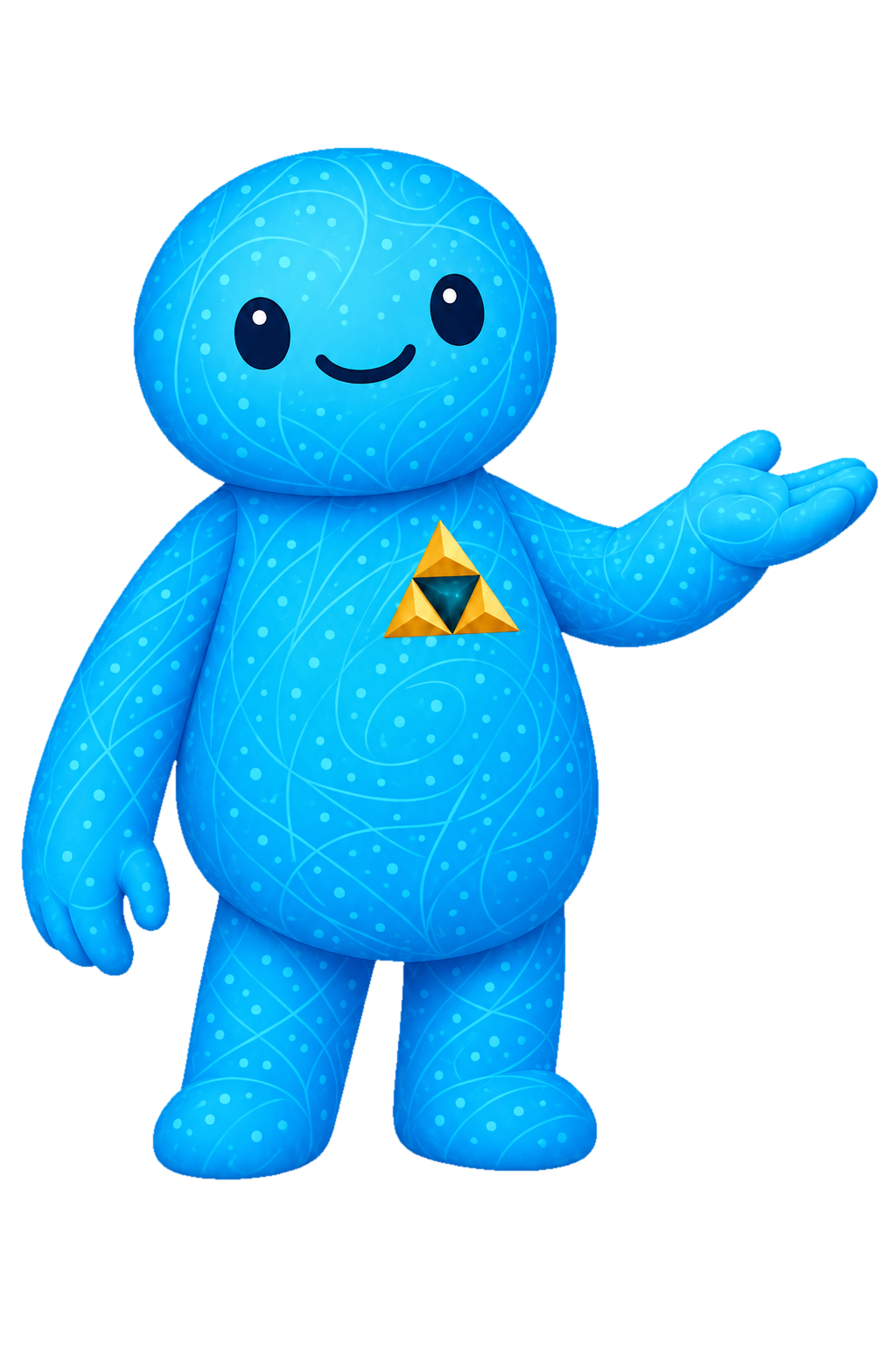 Triforce mascot inviting a conversation