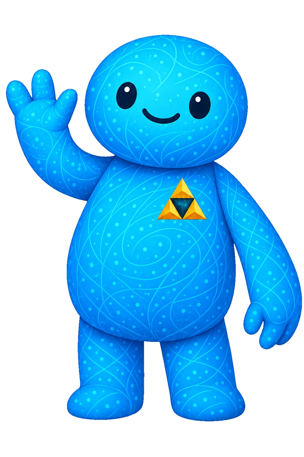 Triforce mascot waving hello